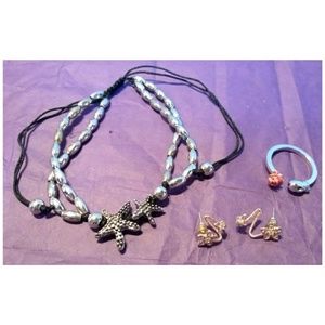 Three piece Jewelry Lot (Anklet, Ring, Earrings)
